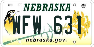 NE license plate WFW631