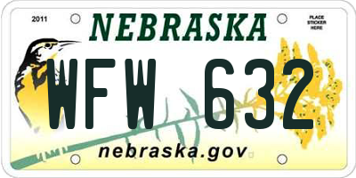 NE license plate WFW632