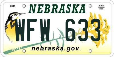 NE license plate WFW633