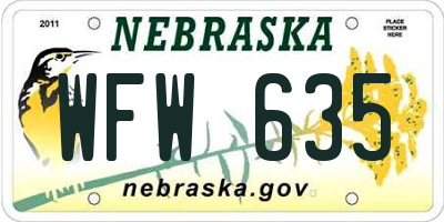 NE license plate WFW635