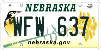 NE license plate WFW637