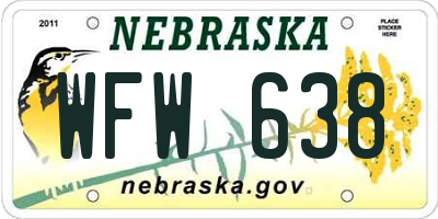 NE license plate WFW638