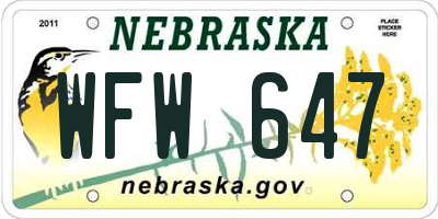 NE license plate WFW647