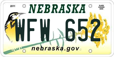 NE license plate WFW652