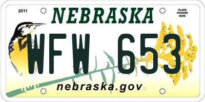 NE license plate WFW653