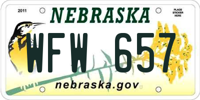 NE license plate WFW657