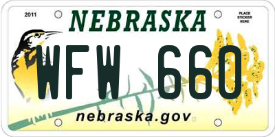 NE license plate WFW660
