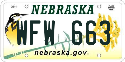 NE license plate WFW663
