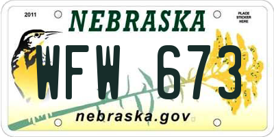 NE license plate WFW673
