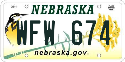 NE license plate WFW674