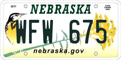 NE license plate WFW675