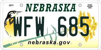 NE license plate WFW685
