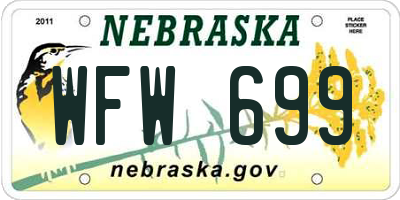NE license plate WFW699