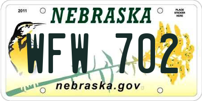 NE license plate WFW702