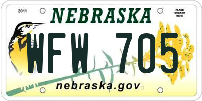 NE license plate WFW705