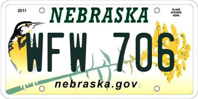 NE license plate WFW706