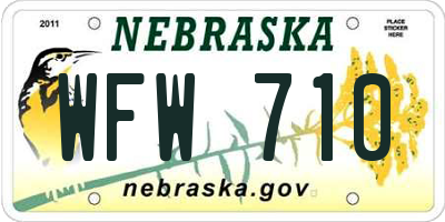 NE license plate WFW710