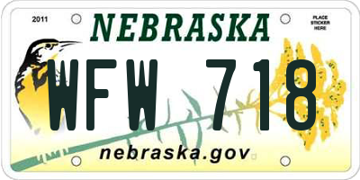 NE license plate WFW718