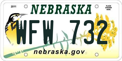 NE license plate WFW732