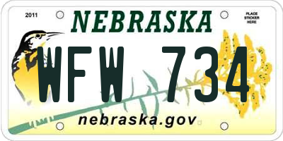 NE license plate WFW734