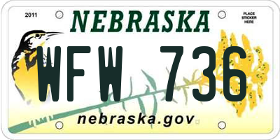 NE license plate WFW736