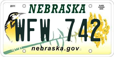 NE license plate WFW742