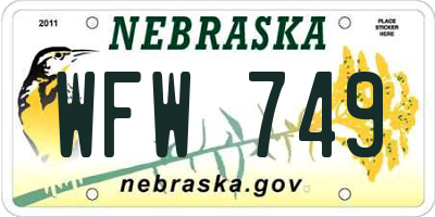 NE license plate WFW749