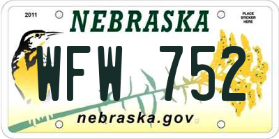 NE license plate WFW752