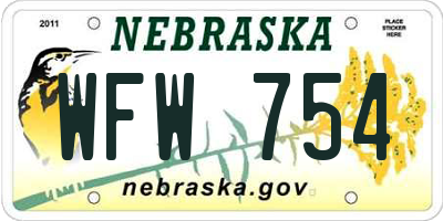 NE license plate WFW754