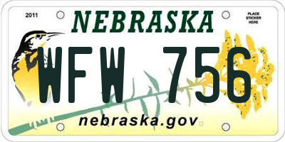 NE license plate WFW756