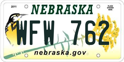 NE license plate WFW762