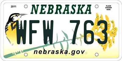 NE license plate WFW763