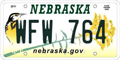 NE license plate WFW764