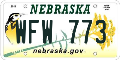 NE license plate WFW773