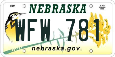NE license plate WFW781