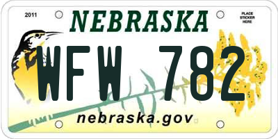 NE license plate WFW782