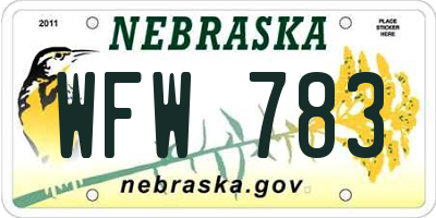 NE license plate WFW783