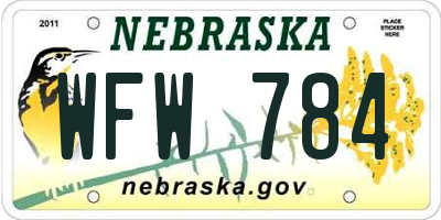 NE license plate WFW784