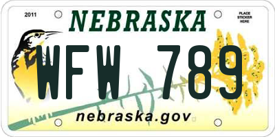 NE license plate WFW789