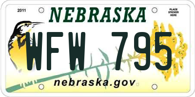 NE license plate WFW795