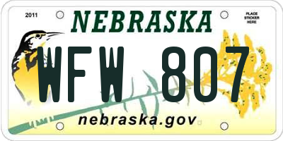 NE license plate WFW807