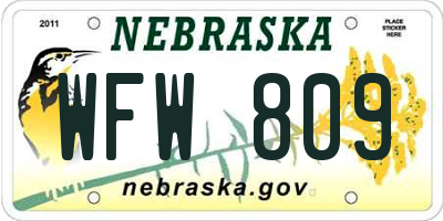 NE license plate WFW809