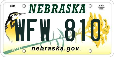 NE license plate WFW810