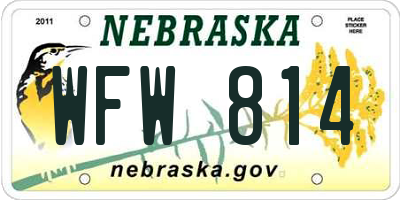 NE license plate WFW814