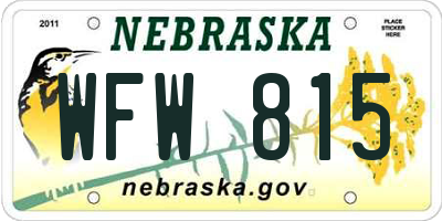 NE license plate WFW815