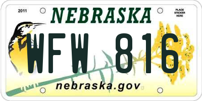 NE license plate WFW816