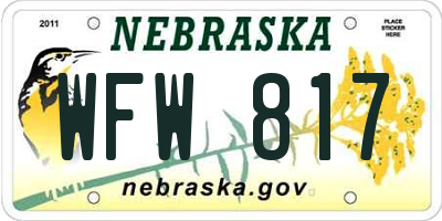 NE license plate WFW817