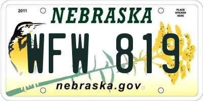 NE license plate WFW819