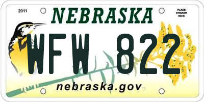 NE license plate WFW822