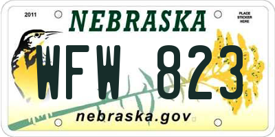NE license plate WFW823